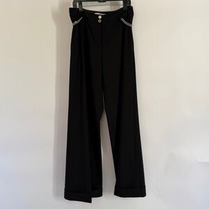Michael Kors Wide-Leg Pants with Chain Detail